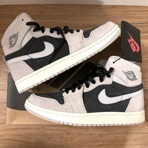 NIKE Air Jordan 1 High Zoom CMFT 2 'Light Iron Ore' Black Grey Women's 9